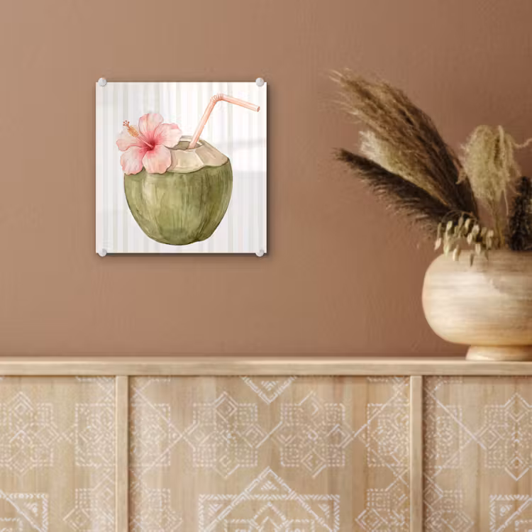 Kokosnoot - Drank - Tropisch - Illustratie - Zomer plexiglas 5mm klein -sfeer5