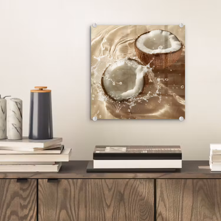 Kokosnoot - Water - Beige - Spetters plexiglas 5mm klein -sfeer1