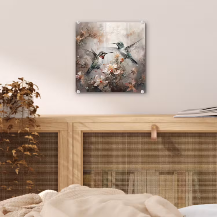 Kolibrie - Vogels - Bloemen - Planten plexiglas 5mm klein -sfeer4