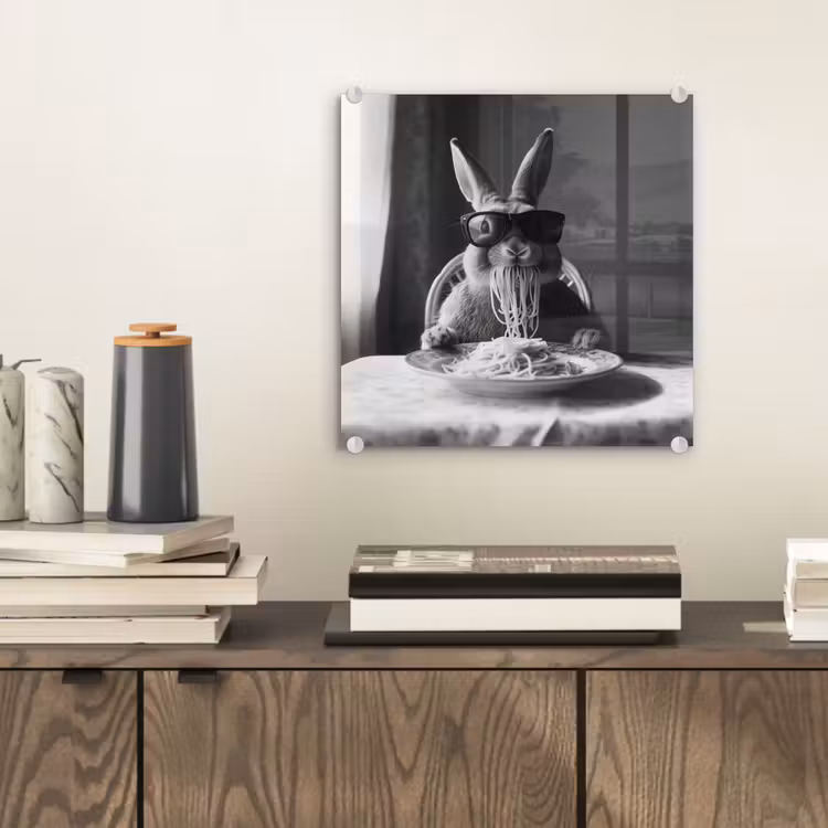 Konijn - Bunny - Zonnebril - Tafelkleed - Pasta - Schattig plexiglas 5mm klein -sfeer1