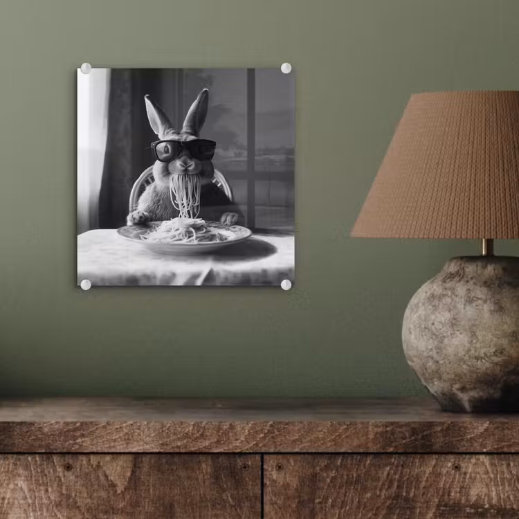 Konijn - Bunny - Zonnebril - Tafelkleed - Pasta - Schattig plexiglas 5mm klein -sfeer3