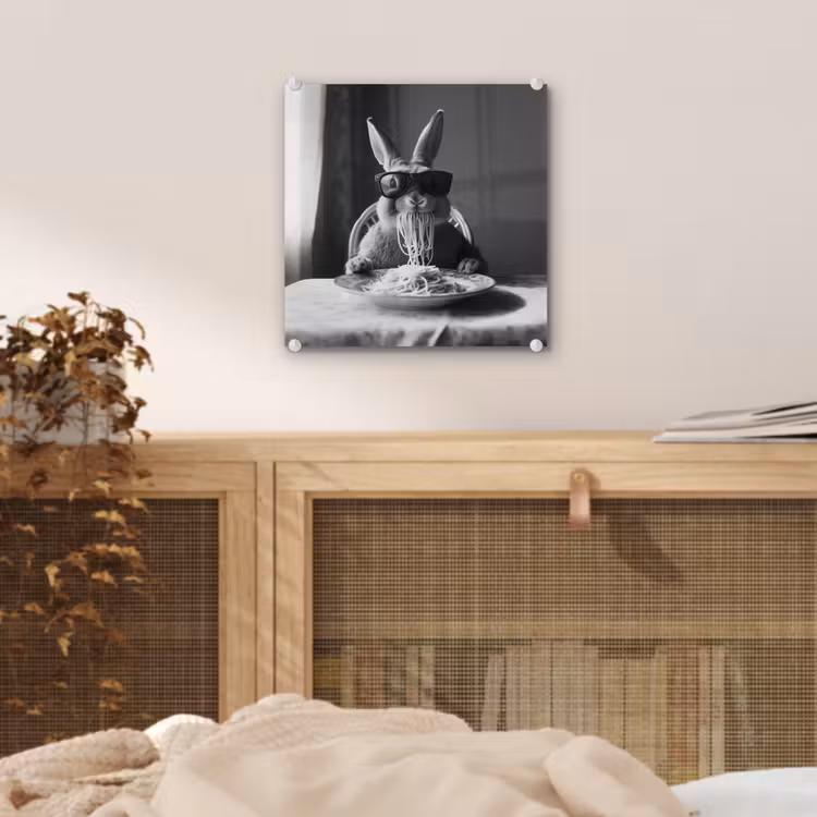 Konijn - Bunny - Zonnebril - Tafelkleed - Pasta - Schattig plexiglas 5mm klein -sfeer4