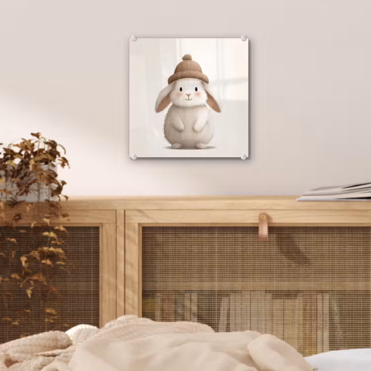 Konijn - Muts - Oren - Beige plexiglas 5mm klein -sfeer4