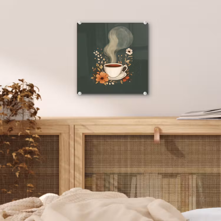 Kop - Bloemen - Groen - Koffie plexiglas 5mm klein -sfeer4
