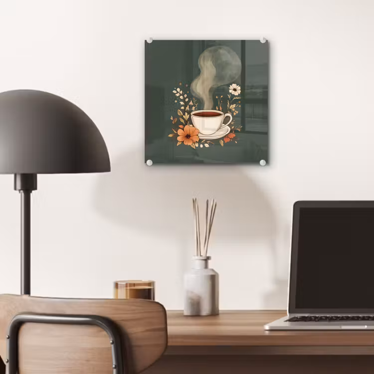 Kop - Bloemen - Groen - Koffie plexiglas 5mm klein -sfeer6