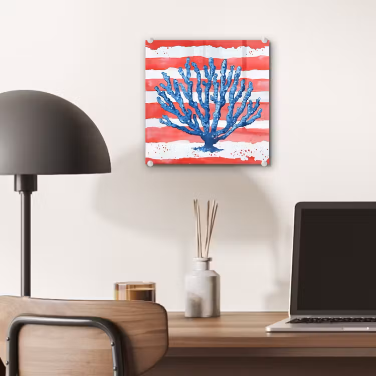 Koraal - Verfstructuur - Rood - Blauw plexiglas 5mm klein -sfeer6