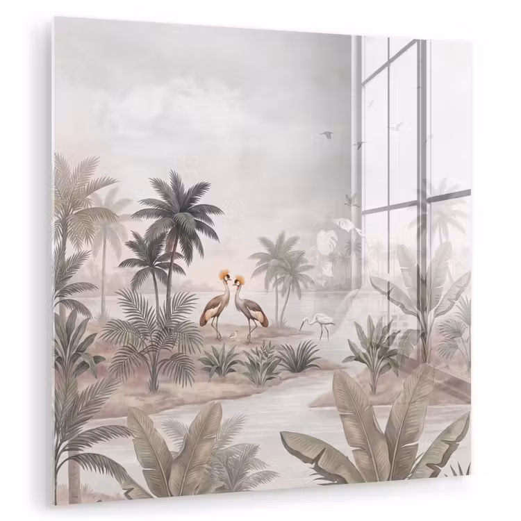 Kraanvogels - Palmbomen - Tropisch plexiglas 5mm klein -zzzproduct_nieuw
