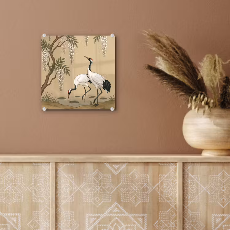 Kraanvogels - Water - Beige plexiglas 5mm klein -sfeer5