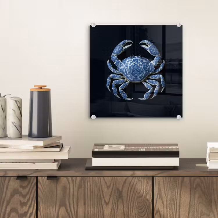 Krab - Delfts blauw - Dieren plexiglas 5mm klein -sfeer1