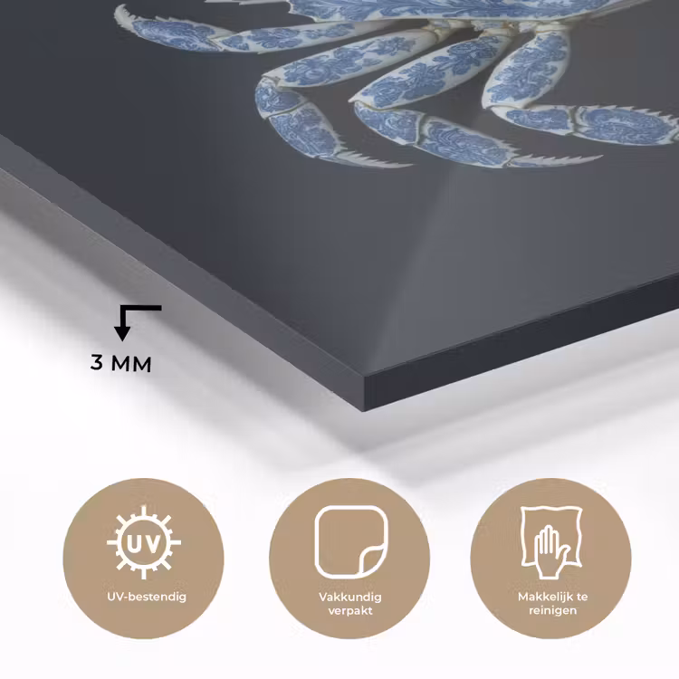 Krab - Delfts blauw - Dieren plexiglas 5mm klein -sfeer2