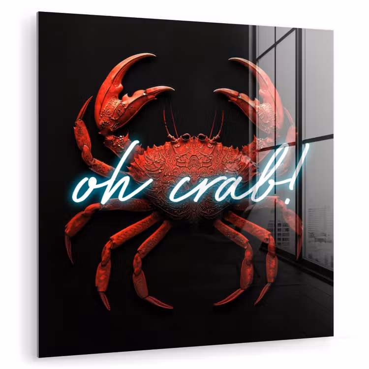 Krab - Rood - Neon - Quote plexiglas 5mm klein -zzzproduct_nieuw