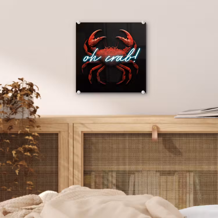 Krab - Rood - Neon - Quote plexiglas 5mm klein -sfeer4