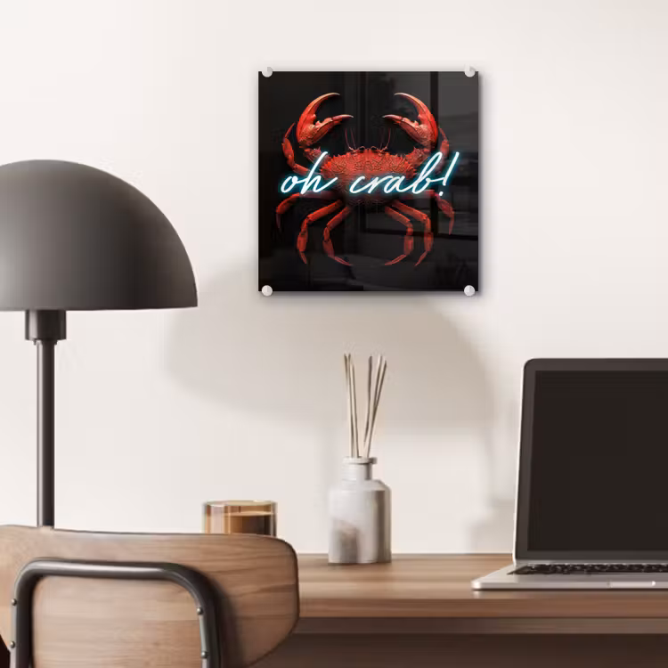 Krab - Rood - Neon - Quote plexiglas 5mm klein -sfeer6