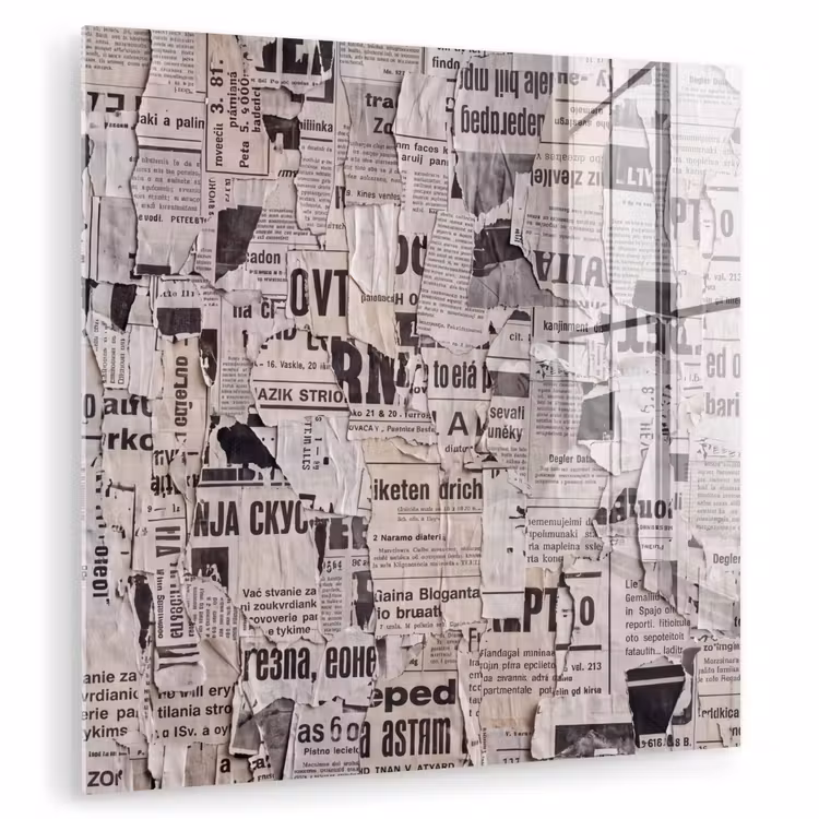 Krant - Gescheurd - Textuur - Abstract - Zwart-wit plexiglas 5mm klein -zzzproduct_nieuw