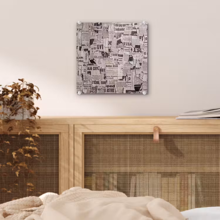 Krant - Gescheurd - Textuur - Abstract - Zwart-wit plexiglas 5mm klein -sfeer4