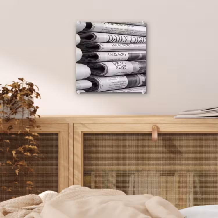 Krant - Stapel - Nieuws - Zwart-wit - Media plexiglas 5mm klein -sfeer4