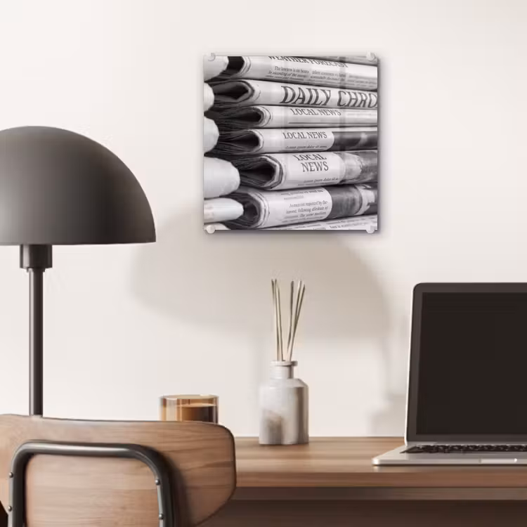 Krant - Stapel - Nieuws - Zwart-wit - Media plexiglas 5mm klein -sfeer6