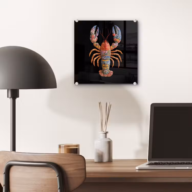 Kreeft - Borduur - Kleurrijk - Bloemen plexiglas 5mm klein -sfeer6