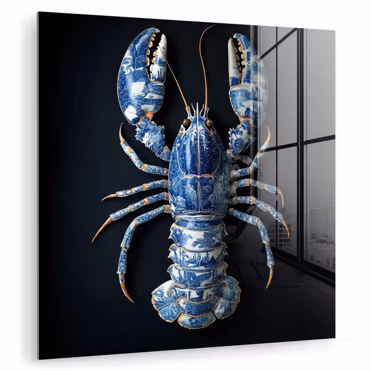 Kreeft - Delftsblauw - Schild - Stoer plexiglas 5mm klein -zzzproduct_nieuw