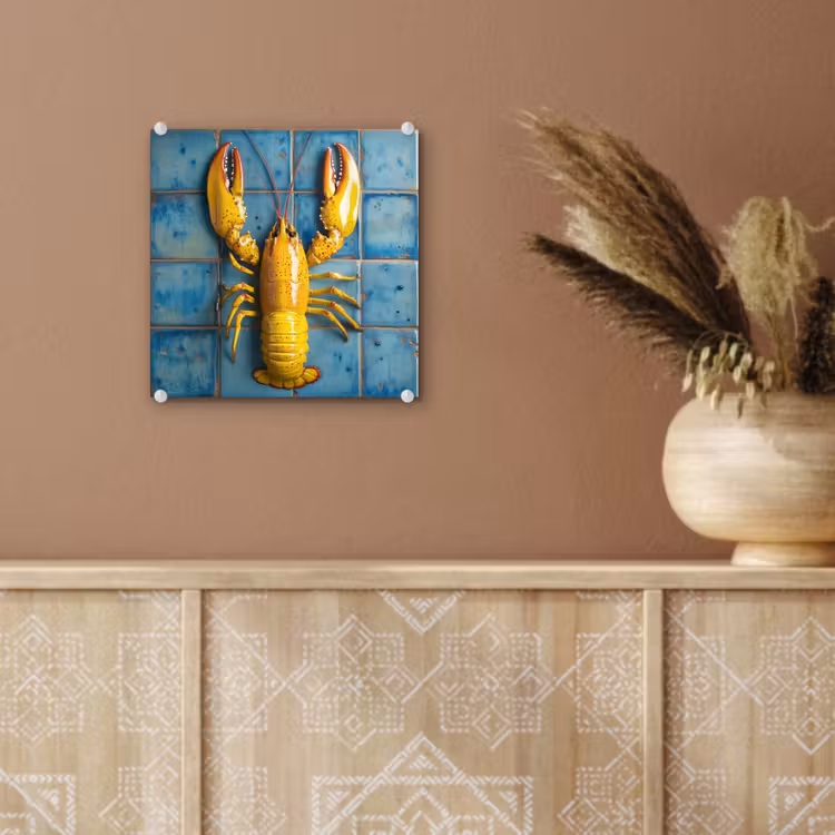 Kreeft - Geel - Blauw - Tegels plexiglas 5mm klein -sfeer5