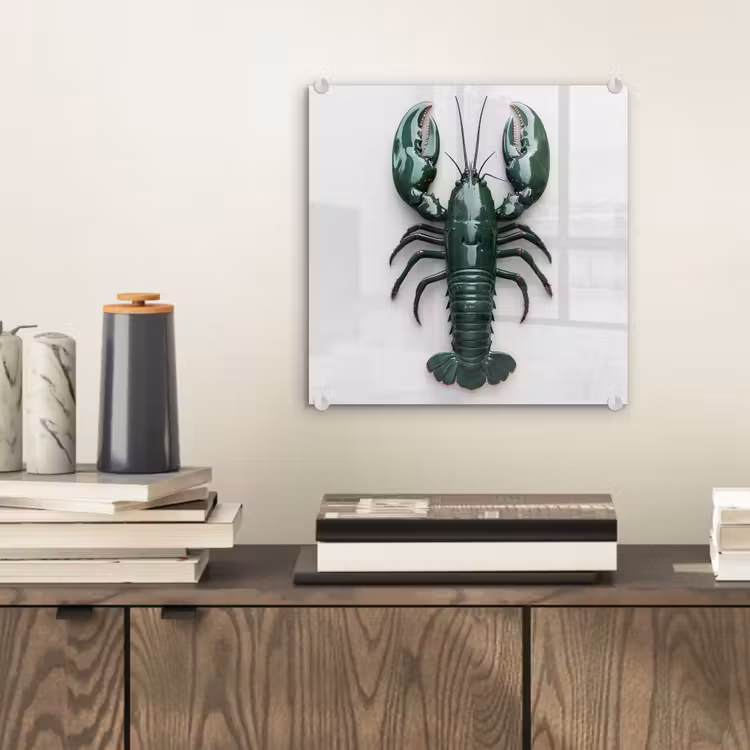 Kreeft - Glossier - Groen - Wit plexiglas 5mm klein -sfeer1