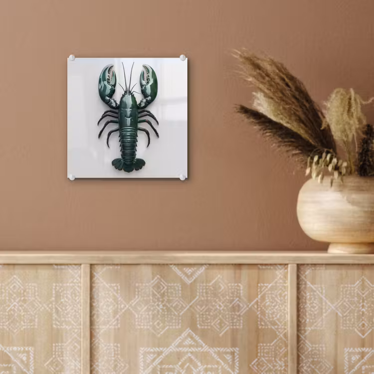 Kreeft - Glossier - Groen - Wit plexiglas 5mm klein -sfeer5