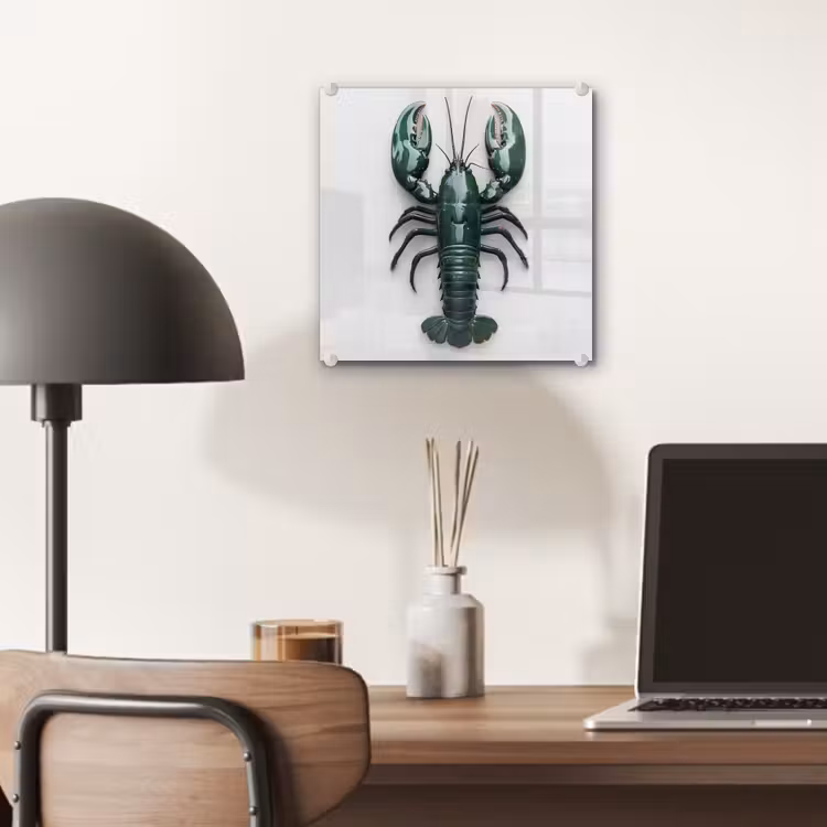 Kreeft - Glossier - Groen - Wit plexiglas 5mm klein -sfeer6