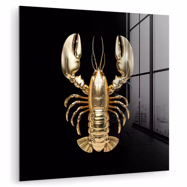 Kreeft - Goud - Textuur - Zwart plexiglas 5mm klein -zzzproduct_nieuw