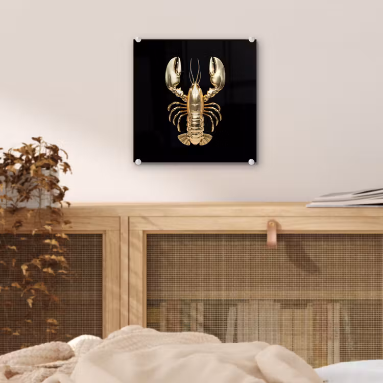 Kreeft - Goud - Textuur - Zwart plexiglas 5mm klein -sfeer4