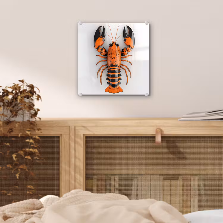 Kreeft - Zwart - Oranje - Wit - Uniek plexiglas 5mm klein -sfeer4