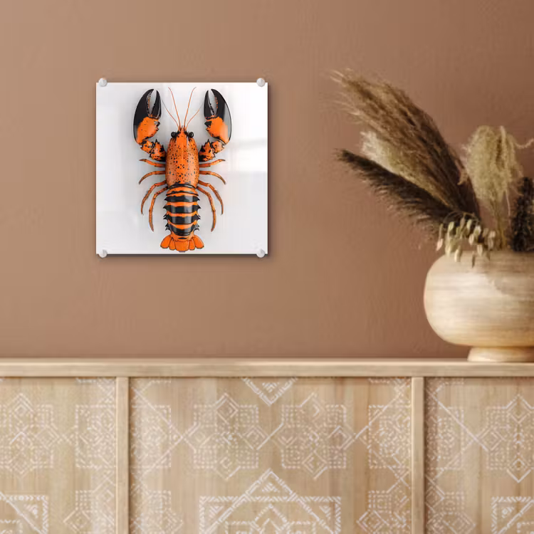 Kreeft - Zwart - Oranje - Wit - Uniek plexiglas 5mm klein -sfeer5