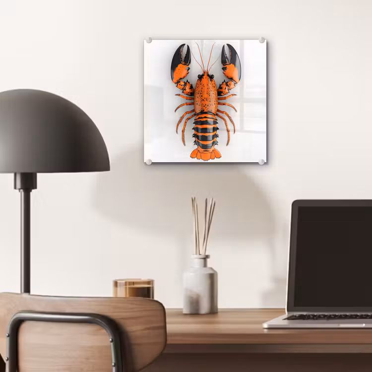 Kreeft - Zwart - Oranje - Wit - Uniek plexiglas 5mm klein -sfeer6
