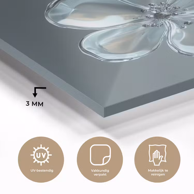 Kristal - Bloemen - Grijs plexiglas 5mm klein -sfeer2