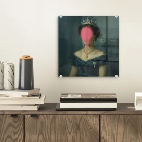 Kroon - Roze druipend verf - Portret plexiglas 5mm klein -sfeer1