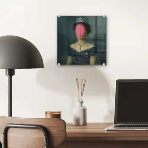 Kroon - Roze druipend verf - Portret plexiglas 5mm klein -sfeer6
