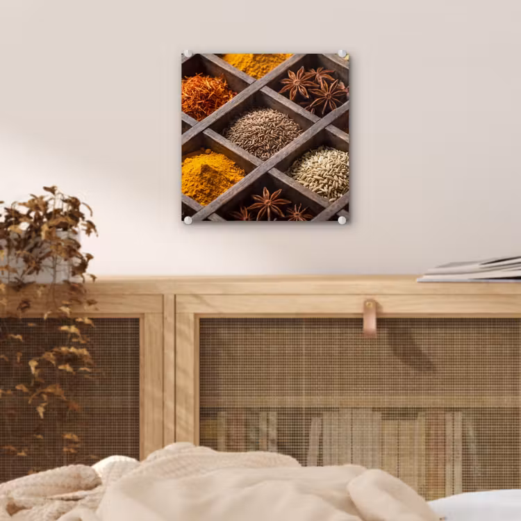 Glas schilderij - Kruiden - Houten - Eten - Kruiden - Houten - Eten plexiglas 5mm klein