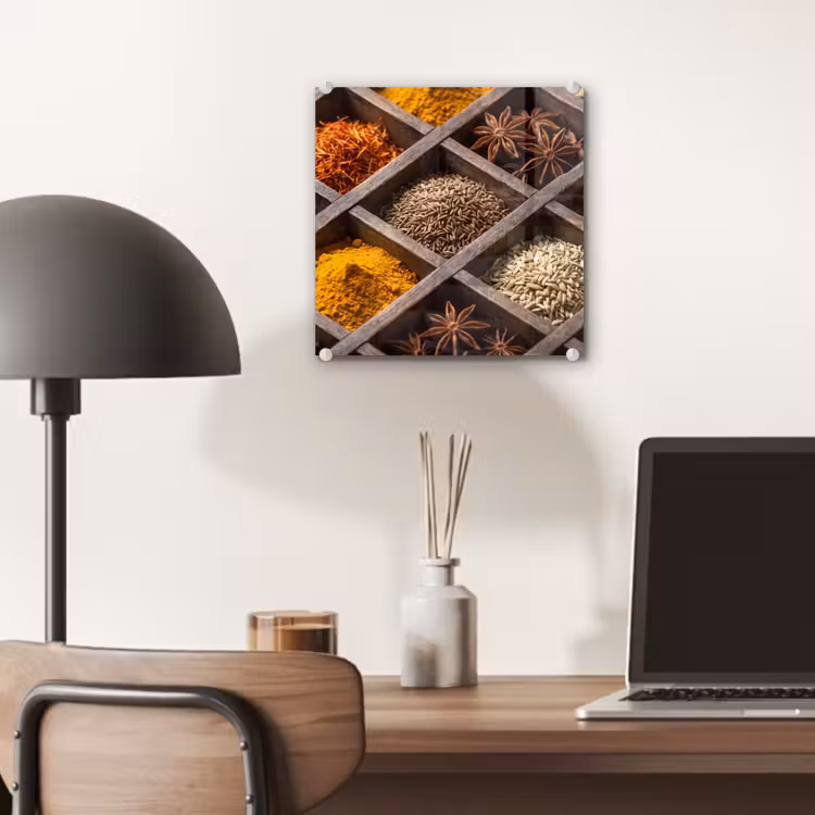 Glas schilderij - Kruiden - Houten - Eten - Kruiden - Houten - Eten plexiglas 5mm klein