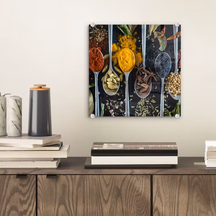 Kruiden - Lepel - Specerijen - Zwart - Keuken plexiglas 5mm klein -sfeer1