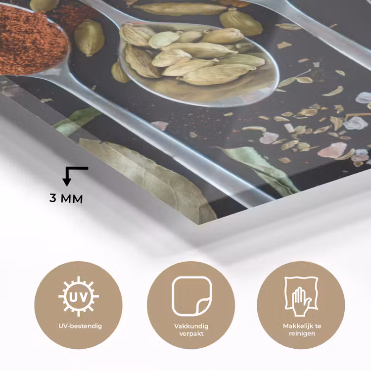 Kruiden - Lepel - Specerijen - Zwart - Keuken plexiglas 5mm klein -sfeer2