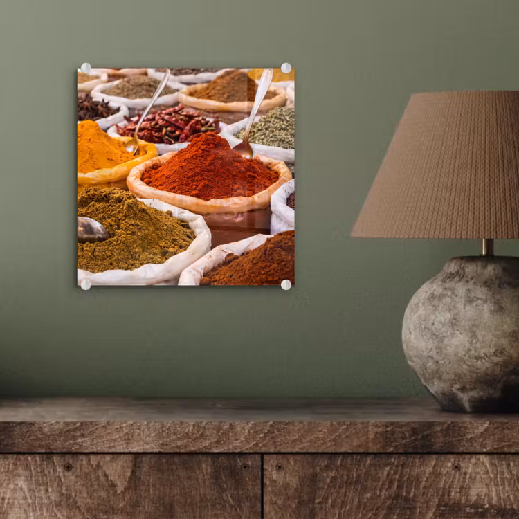 Glas schilderij - Kruiden - Markt - Eten - Kruiden - Markt - Eten plexiglas 5mm klein