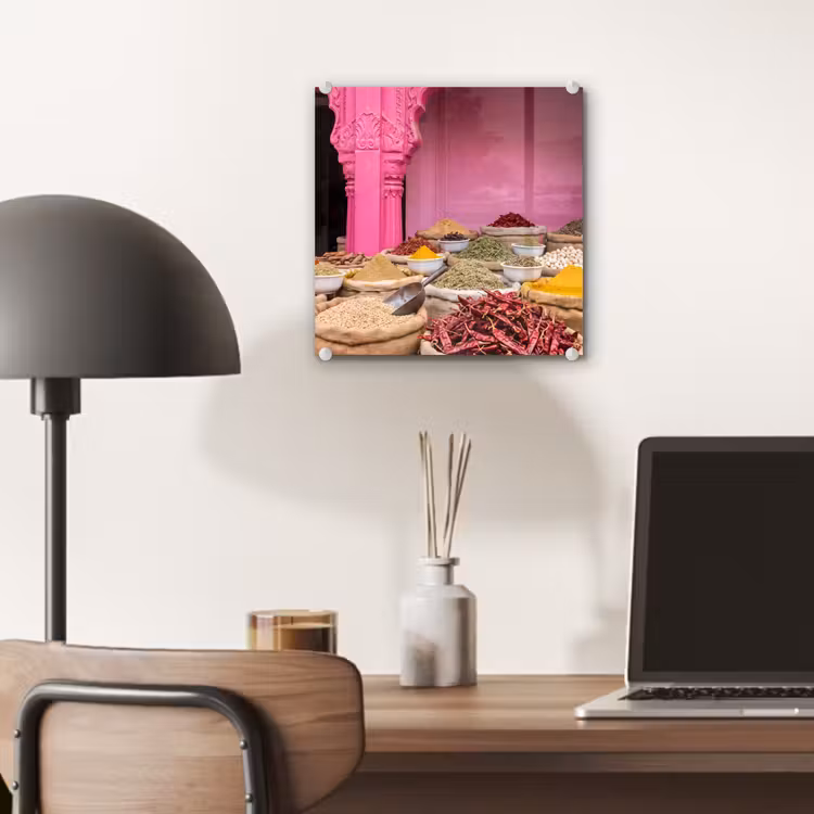 Glas schilderij - Kruiden - Markt - Roze - Kruiden - Markt - Roze plexiglas 5mm klein