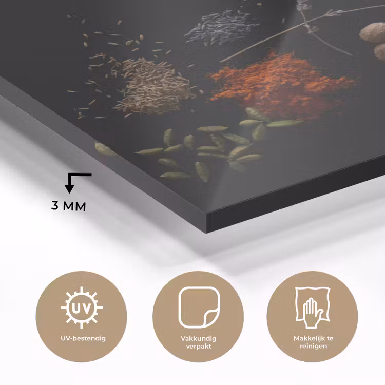 Kruiden - Zwart - Specerijen - Keuken - Koken plexiglas 5mm klein -sfeer2