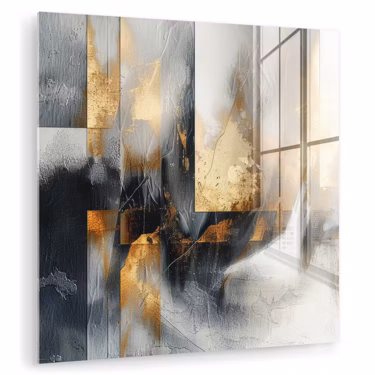 Kunst - Goud - Zilver - Abstract plexiglas 5mm klein -zzzproduct_nieuw