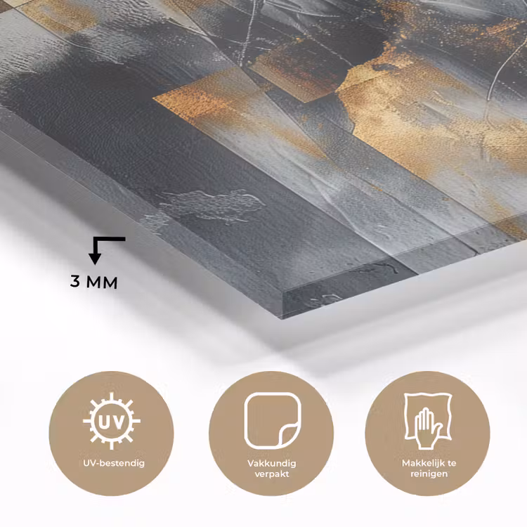 Kunst - Goud - Zilver - Abstract plexiglas 5mm klein -sfeer2
