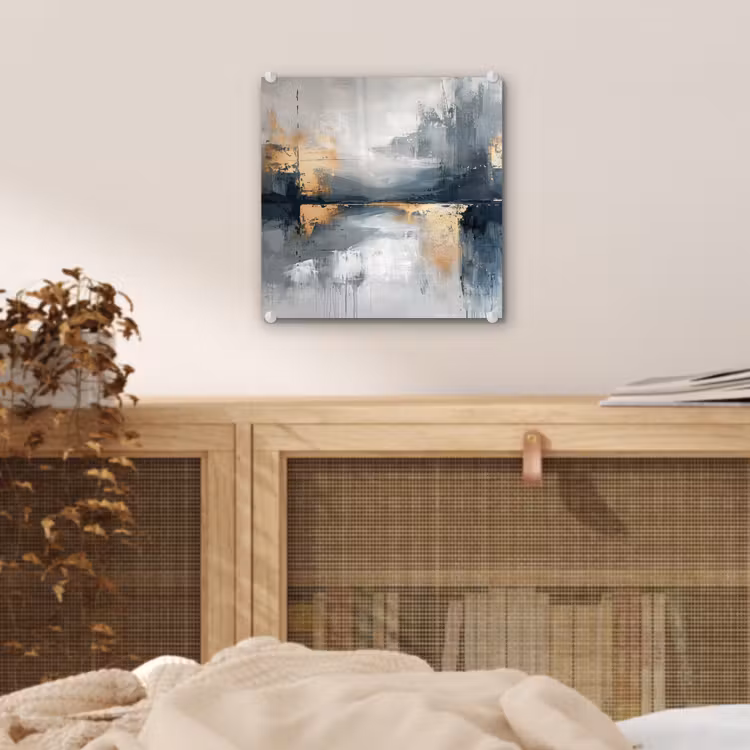 Kunst - Grijs - Goud - Abstract plexiglas 5mm klein -sfeer4