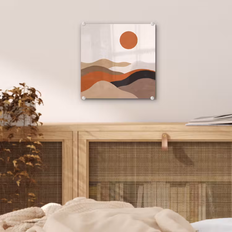 Landschap - Heuvels - Zon - Abstract - Oranje plexiglas 5mm klein -sfeer4