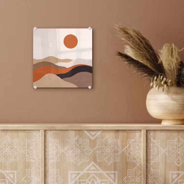 Landschap - Heuvels - Zon - Abstract - Oranje plexiglas 5mm klein -sfeer5