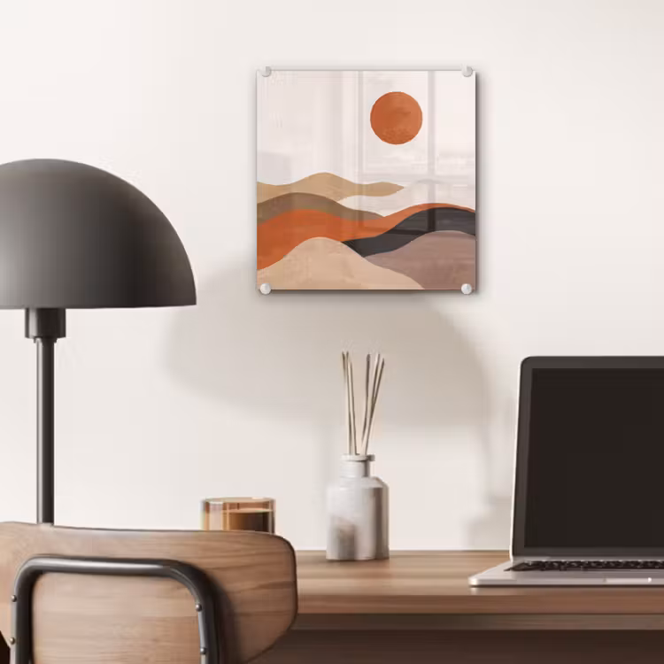 Landschap - Heuvels - Zon - Abstract - Oranje plexiglas 5mm klein -sfeer6