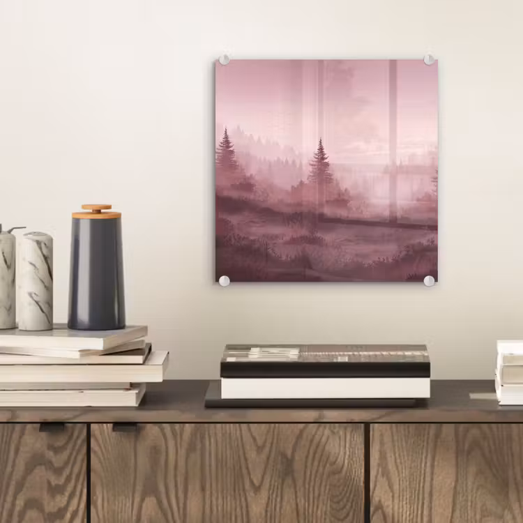 Landschap - Mistig - Roze plexiglas 5mm klein -sfeer1