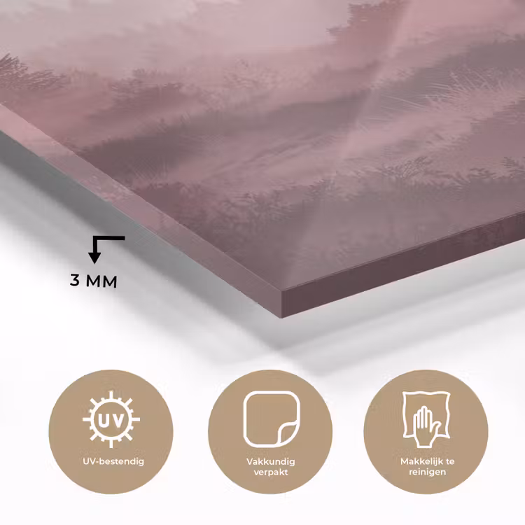 Landschap - Mistig - Roze plexiglas 5mm klein -sfeer2